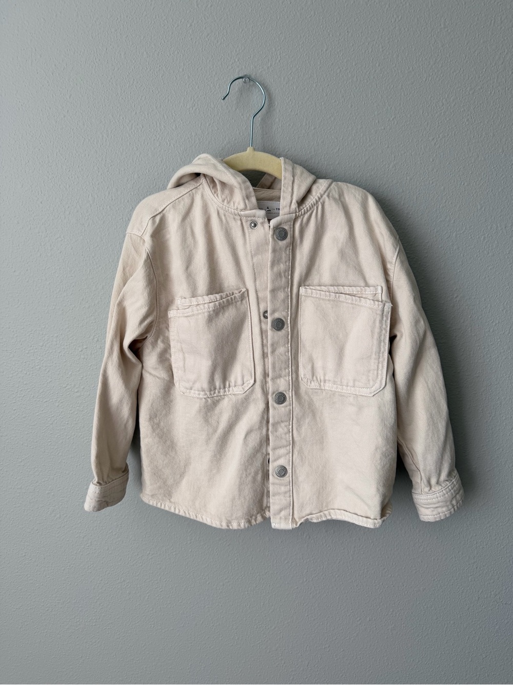 Zara Kids Hooded Jean Jacket in Cream